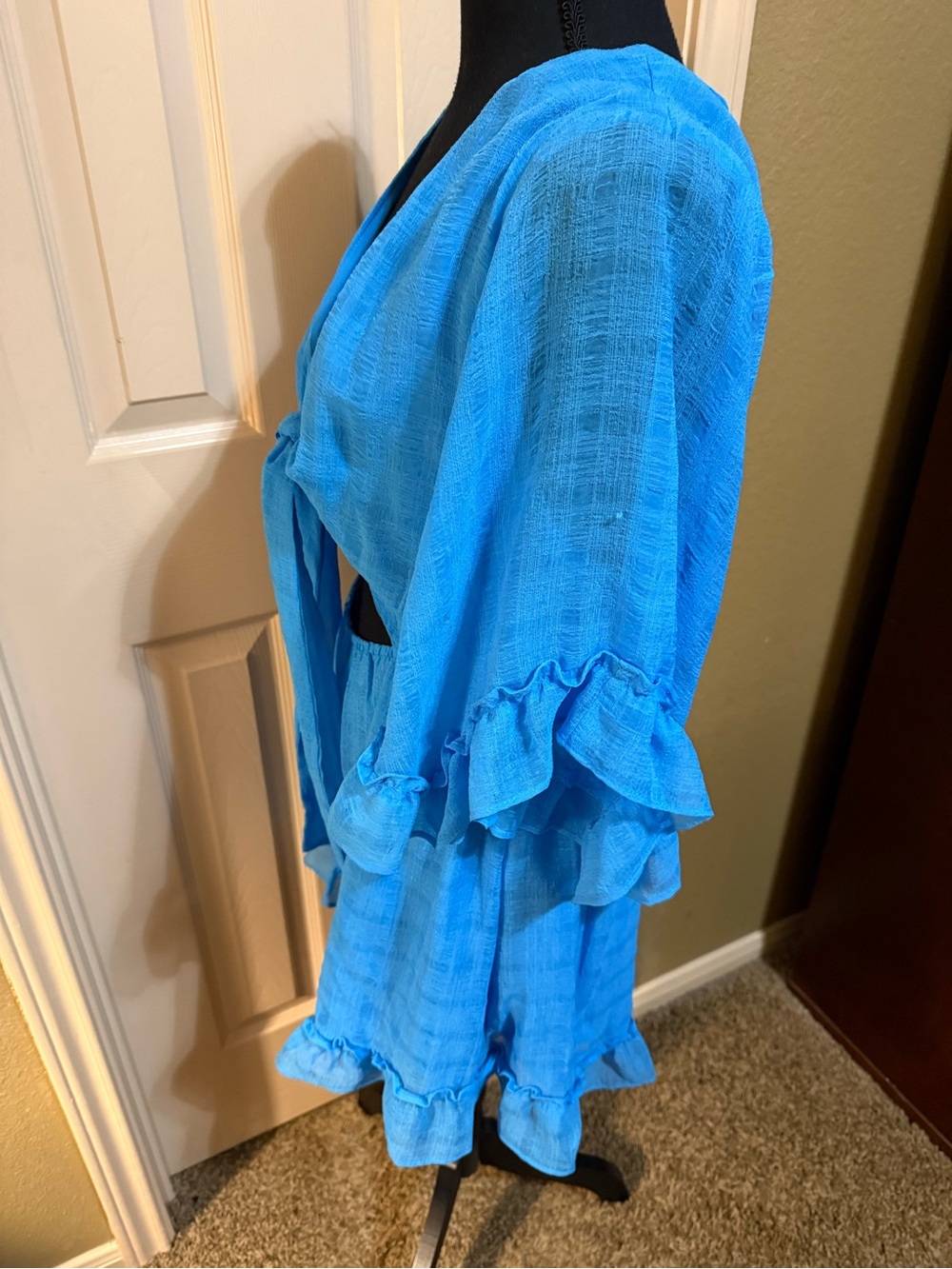 miami Bright Blue Tie-Front Ruffle R - Picture 5 of 16